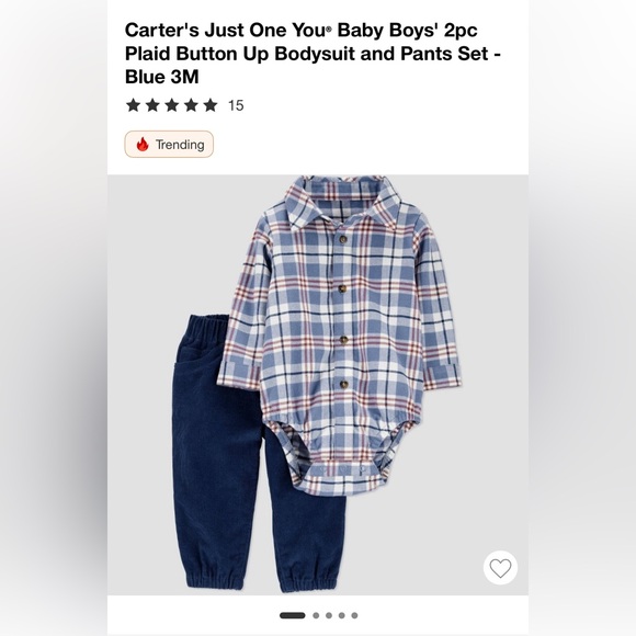 Plaid Shirt and Navy Pants Carters Set - Picture 3 of 3